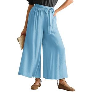 Scarlet Darkness Palazzo Pants for Women Summer Boho High Waisted Wide Leg Pants with Pockets L