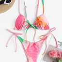 ZAFUL Womens High Cut Thong Bikini Set Swimsuits Cami String Sexy Bathing Suit (Medium, Pink-082)