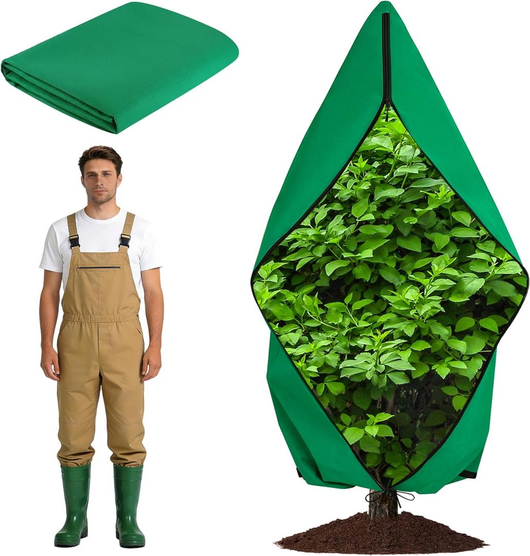 Zip A Tree Cover Freeze Protection, Thick Plant Protection Cover Bags for Outdoor Plants with Drawstring, Zip-Up Frost Blankets for Cedars, Juniper, Cypress Trees and Christmas Tree (2, Green)