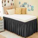 RIMELA Dorm Bed Skirt Twin XL 32 Inch Drop, Easy to Install Extra Long Wrap Around Elastic Dust Ruffle, Dark Grey Bed skirt Solid Silky Fabric Machine Washable (Twin XL 80L x 39W & Twin 75L x 39W)