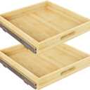 2 Set Pull Out Cabinet Organizer, Soft Close Slide Out Wood Drawer Storage Shelves for Kitchen, Base Cabinet Organization for Pantry, Finished, Heavy-Duty, Bottom Assembly (24 W x 21