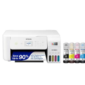 Epson EcoTank ET-2800 Wireless Color All-in-One Cartridge-Free Supertank with Scan and Copy, The Ideal Basic Home Printer - White