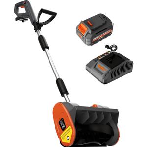 Mellif Brushless Snow Shovel with 4.0Ah Battery & Charger Kit, 12in. Clear Width, 6in. Clear Depth, 17ft. Throw Distance, Heavy-Duty, Cordless (Gray)
