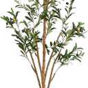 Nearly Natural Olive Tree Artificial Indoor 7FT Tall Silk Faux Olive Tree for Home and Office Decor, Fake Potted Olive Tree with Natural Wood Trunk, Realistic Olive Tree Branches and Lifelike Fruits