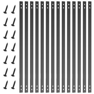 61Pack 29 Inch Flat Deck Railing Balusters with Screws, Black Iron Outdoor Decking Railings, Straight Metal Deck Spindles, Heavy Duty Balcony & Porch Railing Parts