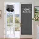 RYB HOME 100% Blackout French Door Curtain - Door Window Curtains Room Darkening No Coating Thermal Insulated Privacy Protection Adhesive Cover for Glass Window, W 26 x L 72, 1 Panel, Grey