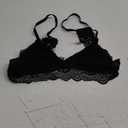 Lace Bralettes for Women No Underwire Sexy Triangle See Thru V Neck Unpadded Bra (Pack of 1 (Black))