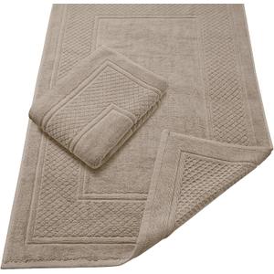 Avalon Towels Beige Bath Mat - 100% Cotton Set of 2 Absorbent Bathmat - Bathroom Mats Quick Dry Bath Mats for Bathrooms (22x34 Inches)