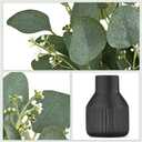Dahey Artificial Eucalyptus Stems in Small Ceramic Vase Centerpiece Table Decorations Modern Farmhouse Decor Fake Eucalyptus Plants with Vase for Bathroom Kitchen Shelf Living Room Home Decor, Black