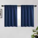 2 x KGORGE Blue Curtains 45 inch Length 2 Panel Sets for Small Window, Room Darkening Thermal Insulated Noise Reducing Energy Efficiency Back Tab Curtains for Living Room Kitchen, W34 x L45