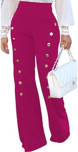 PINSV Women's High Waisted Stretchy Bootcut Pull On Dress Pants Casual Work Pants S