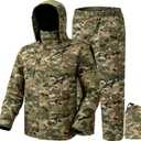 Rain Suit, Rain Gear for Men Waterproof, Camo Rain Jacket, Lightweight Rain Coat, Large