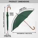 SoulRain 48" Large Umbrella –Windproof Stick Umbrellas for Rain, Automatic Open, Vintage Cane Navy Blue big Umbrella with Classic Wooden Handle,Open for 2 Persons adult,for Women & Men(Green Stripes)