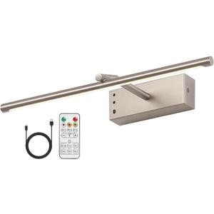 Picture Light, Wireless Picture Lights for Wall, 3CCT Dimmable Rechargeable Gallery Light, Art Light Wireless Painting Lights for Display, Portrait, Artwork-Nickel (16inch)