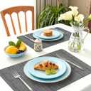 Vinyl Placemats Set of 6-1217.7 Inch Waterproof & Heattable Placemats, Fall Faux Leather Wipeable Outdoor Table Mat for Dining, Kitchen, Indoor Outdoor Use (Grey, Wood Grain) (Gray)