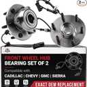 Front Wheel Bearing and Hub Assembly Set of 2 - Compatible with Cadillac, Chevrolet, GMC - Escalade, Escalade ESV, Escalade EXT, Avalanche 1500, Express 1500, Express 2500 - Replaces 515036, ‚Äé51503