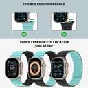Bisikor Compatible with Apple Watch Band 49 46 45 44 42 41 40 38mm Double Sided Wearable Silicone Magnetic Strap for iWatch Ultra SE Series 11 10 9 8 7 6 5 4 3 2 1 (42/44/45/46/49, Black/Lake Blue)