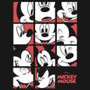 Disney Characters Mickey Mouse Expression Grid Girl's Solid Crew Tee (Medium, Black)