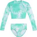 Kanu Surf Girls' Long Sleeve Rashguard UPF 50 Two Piece Swim Set (Blue) Size:12