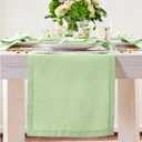 Solino Home Pastel Green Table Runner 36 Inches - 100% Pure Linen Farmhouse Short Table Runner 14 x 36 Inch Ideal for Dresser and Coffee Tables - Spring, Father's Day, Summer - Fete