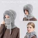 3 in 1 Beanie Hat with Scarf and Mask for Women, Winter Ski Mask & Neck Gaiter Set, Knitted Balaclava Hats for Cold Weather Gray (Gray)