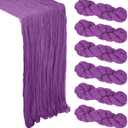 6 Pack Purple Cheesecloth Table Runner 10Ft Spring Gauze Cheese Cloth Table Runner 35x120 Inch Boho Sheer Rustic Fabric for Holiday Party Decor Baby Shower Wedding Decorations