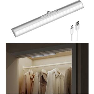 EZVALO 15inch Motion Sensor Closet Lights, 1 Pack Rechargeable Cabinet Lights with Adjustable Sensor, Glare-Free, 3 Color Temps & Dimmable, Magnetic Motion Light Indoor for Pantry, Stairs