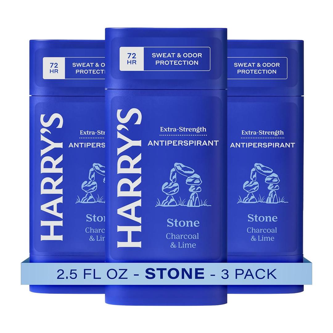 Harry's Extra-Strength Antiperspirant Deodorant, Sweat & Odor Control Antiperspirant for Men, Stone, 2.5 oz Pack of 3
