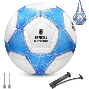 STEEFAN Teal/Blue/Pink Soccer Ball Size 5 for Kids Outdoor Play,Color Change Soccer Official Ball with Needles and Air Pump,Idea Gift for Teen Boy Girl Junior Women,Indoor Outdoor Game Soccer Ball
