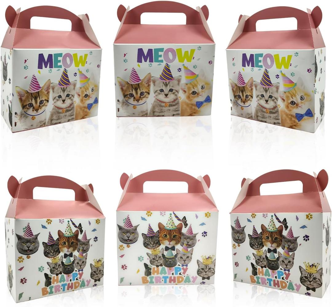 2 x 10Pcs Cat Party Favors Treat Boxes Kitten Theme Gift Boxes Goodies Boxes for Kids Birthday Party Supplies Baby Shower Cat Theme Party Decorations (colorful)