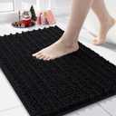Arotive Luxury Chenille Bathroom Rug Mat, Extra Soft Thick Absorbent Shaggy Bath Rugs, Non-Slip Machine Wash Dry, Plush Bath Mats for Bathroom, Shower and Tub, 24x16, Black