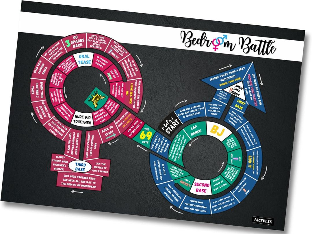 Bedroom Battle Couples Board Game - Fun and Naughty Games for Date Night, Travel-Friendly, Romantic Adult Two Player Game for Relationship Building, Intimacy, and Spicing Up Your Love Life