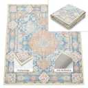 MUJOO Teal Area Rug Small Washable Rugs Non Slip Low-Pile 2'x3' Flowers Machine Washable Throw Carpet for Entryway Kitchen Bathroom Bedroom Boho Soft Indoor Vintage Floral Blue Colorful, Size: 2' x 3' (Rectangular)