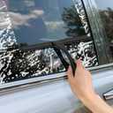 All-Purpose Stainless Steel Shower Squeegee for Shower Glass Door with Adhesive Hook, Bathroom Cleaner Tool Household Window Mirror Squeegee for Glass Doors, Cleaning Tile Wall, Car, 14 inch, Black