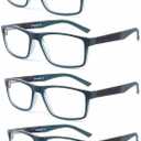 DONGDI Blue Light Blocking Reading Glasses 4 Pack Computer Readers for Women Men,Anti Glare UV Ray Filter Eyeglasses (4pack-green, 1.50)