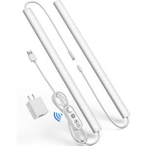 Motion Sensor Dimmable Under Cabinet Lighting, 6000K White, Plug-in, Linkable LED Closet Light Bars, 12-inch 2 Pack