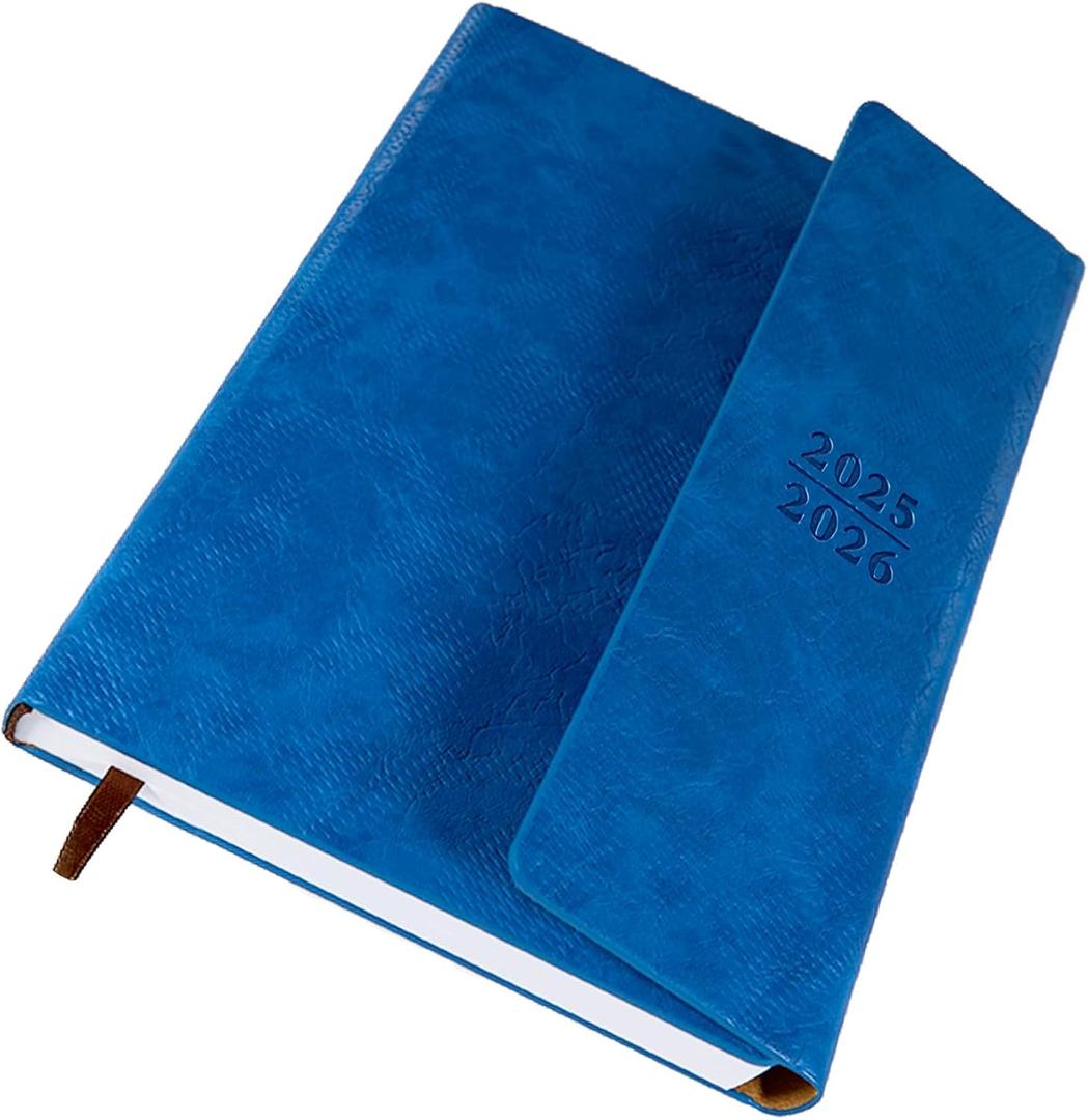 Planner 2025-2026, Weekly Monthly Academic Calendar for Jul 2025 - Dec 2026 [18 Month Agenda], 8.26" x 5.9" Faux Leather Cover + Thick Paper (Blue)