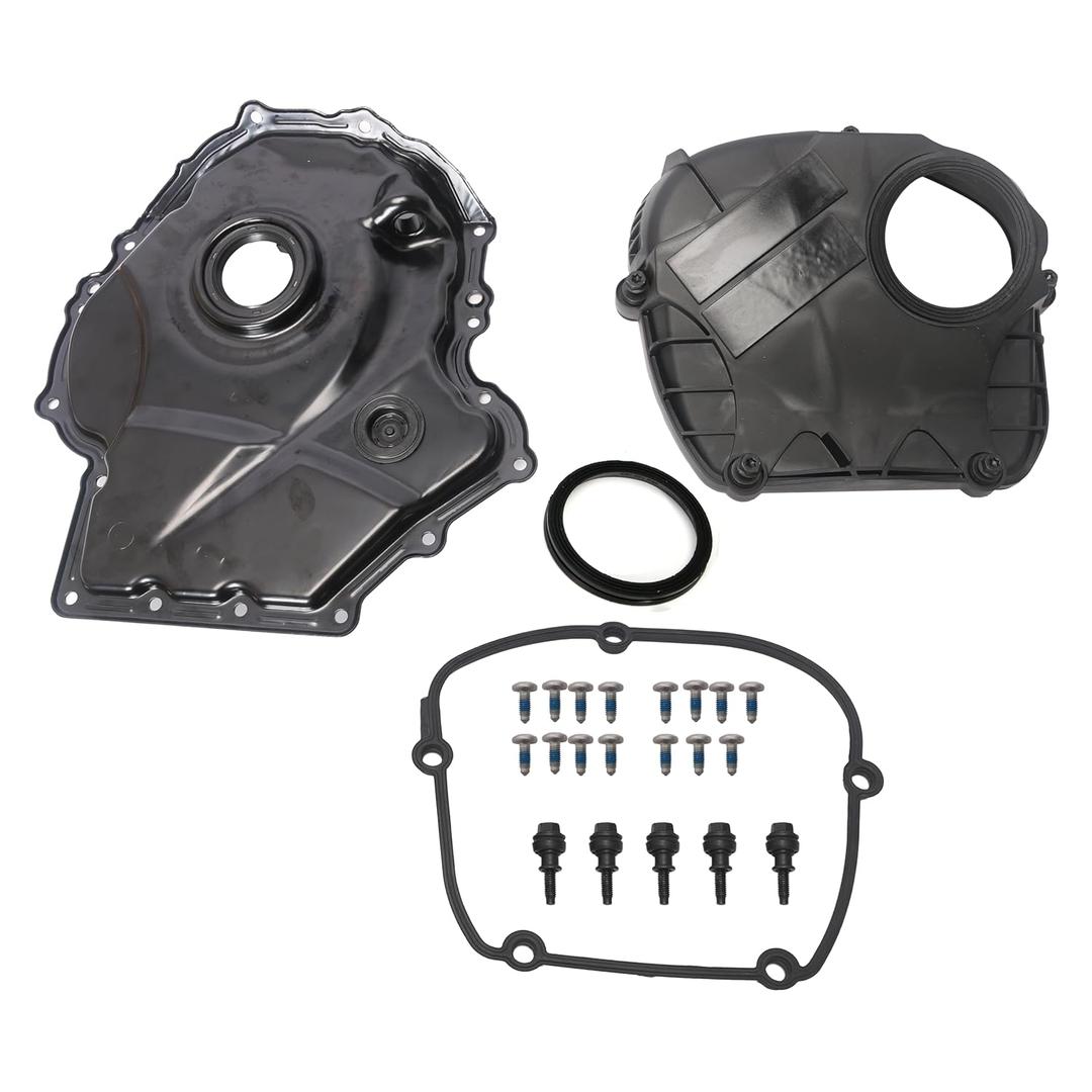 Engine Timing Chain Cover with Gasket fit for VW Beetle/Jetta/Passat/Tiguan/Sharan/Scoricco/Golf/GTI/EOS/CC, fit for Audi A3/A4/A5/A6/TT/Allroad/Q3/Q5 1.8T 2.0T 2007-2017 06H103269C,06H109210A