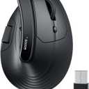 ECHTPower Ergonomic Vertical Mouse, Wireless Rechargeable Mouse with LED Display, 7-Level Adjustable DPI up to 8000, Silent & Programmable Buttons, Multi-Device Connection for PC/Mac/Laptop (Black)