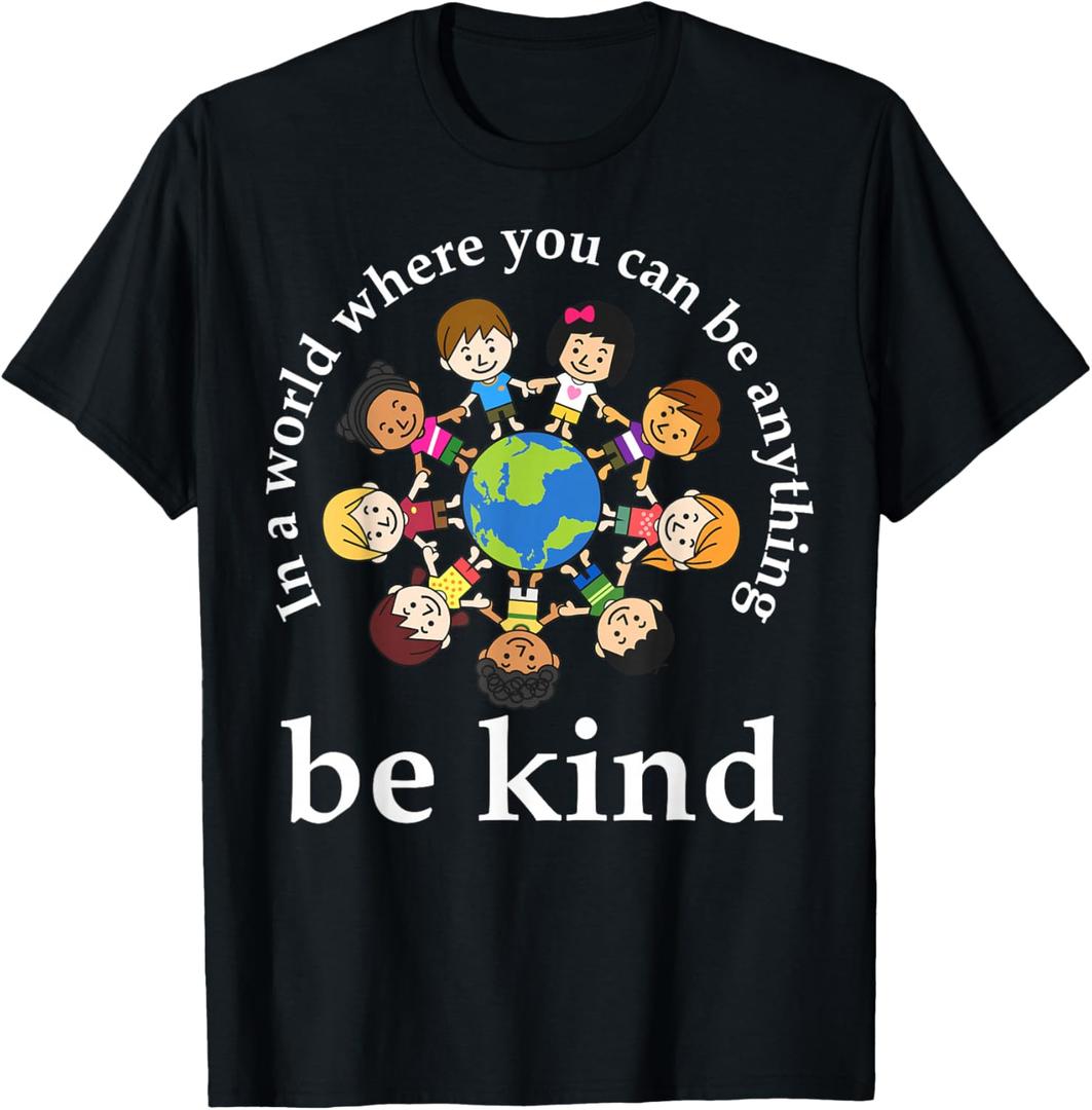 in A World Be Kind Kids Earth World Kindness Day Teachers T-Shirt, XS