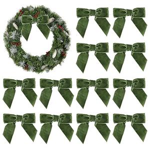 AIMUDI Sage Green Velvet Bows 4.5" for Christmas Tree, Wreaths, Gift Wrapping - Festive Winter Decor, Tree Garland, Swag, Wedding - 12 PCs