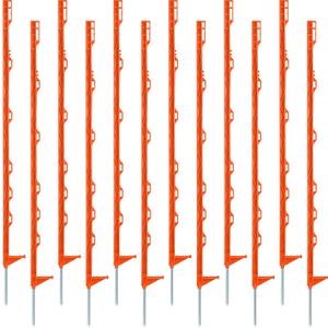 Sintuff 50 Pack Electric Fence Posts, 40 Inch Plastic Step in Heavy Duty Sturdy Fence Posts for Farm Garden Yard Temporary Outdoor Wire Fencing(Orange)