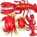 Gresorth 4 Pack Fake Large Sea Life Creatures Collection Artificial Lobster & Crab Plastic Animal Home Party Decoration Display Kids Toy
