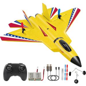 ANTSIR F22 Raptor RC Airplane, Durable Foam Remote Control Jet with Gyro & LED Lights, 2 Rechargeable Batteries, 2.4GHz RC Glider Toy Gift for Kids Boys Girls Adults