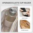 Lightweight Purse Organizer Insert Compatible with Coach City 30 Tote Bags, Zipper Bag Organizer with Cup Holder, 9 Pockets Handbag Stroage Travel Dividers,White-Beige/Medium