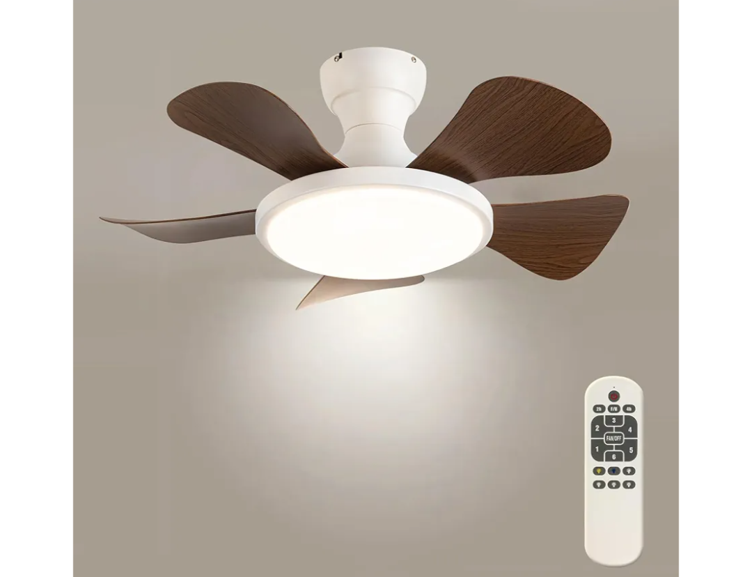 Ceiling Fans with Lights, 30 inch Low Profile Ceiling Fan with Light and Remote, Flush Mount Smart Ceiling Fan with Dimmable LED Light, Small Ceiling Fans for Bedroom, DC Motor, Indoor, White