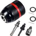 Keyless Drill Chuck for Milwaukee,1/2-20UNF Mount 1.5-13mm Self-tighten Drill Chuck for Multiple Purposes,Including 3/8" SDS-Plus Shank,1/4" Hex Shank,1/2" Impact Wrench Adapter