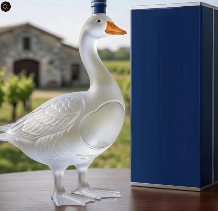 30th Anniversary 3D Sculpted Vodka Bottle, Premium Frosted Glass Decanter | Goose Wine Bottle Holder, Unique Liquor Bottles for Home Bar Decor, Art Sculpture Gift Set with Luxury Blue Presentation Box