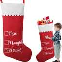 1 Pack Jumbo Felt Christmas Stockings, 38 Inches Large Red and White Felt Christmas Stockings with Letter for Xmas Tree Fireplace Hanging Decor and Holiday Party Family Home Decorations