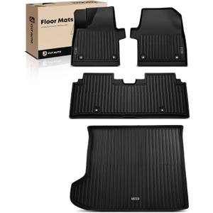 YHTAUTO Floor Mats & Cargo Mat Fit 2022-2025 Kia EV6 Wind AWD, TPE All Weather Car Mats Waterproof Anti-Slip Odorless Floor Liner, Interior Car Accessories